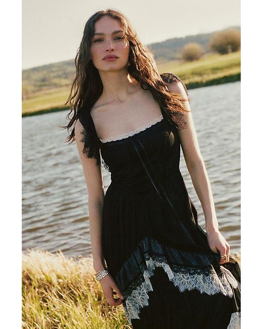 By Anthropologie Blue Tiered Ruffle Flutter-Sleeve Dress