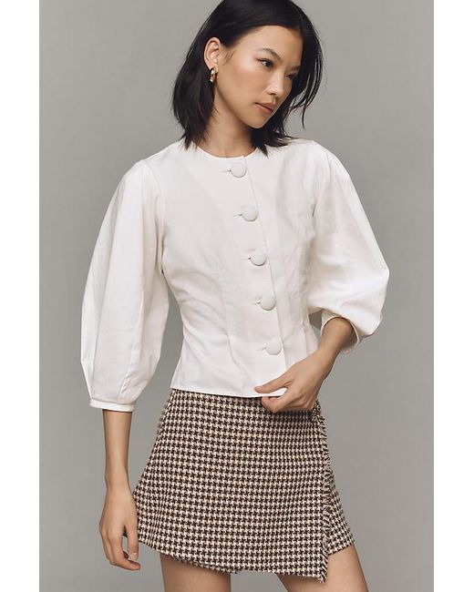 Porridge Puff Sleeve Buttondown Blouse in White Lyst UK