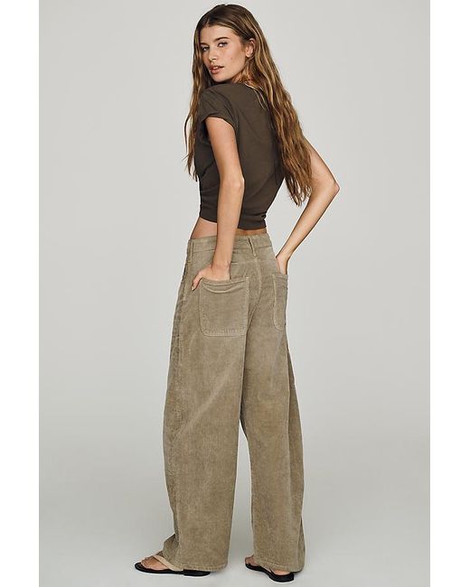Pilcro Natural The Kayden Cord Mid-Rise Barrel Trousers By