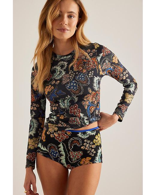 Seea Brown Flor High-Waisted Bikini Bottoms