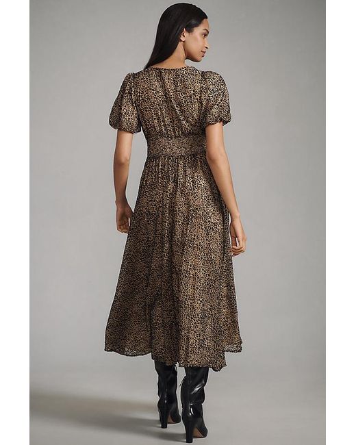 By Anthropologie Brown The Katerina Button-Front Dress: Velvet Edition