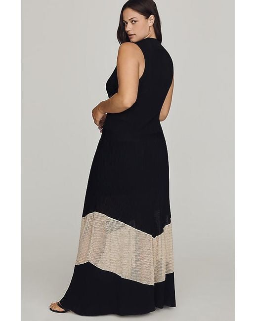 By Anthropologie Gray Sheer Panel Midi Dress