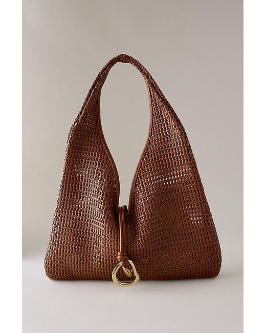 Dolce Vita Brown Missie Raffia Mesh Tote Bag