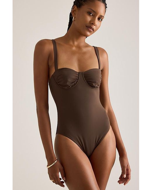 Seafolly Brown Collective Ruched Underwire One Piece Swimsuit