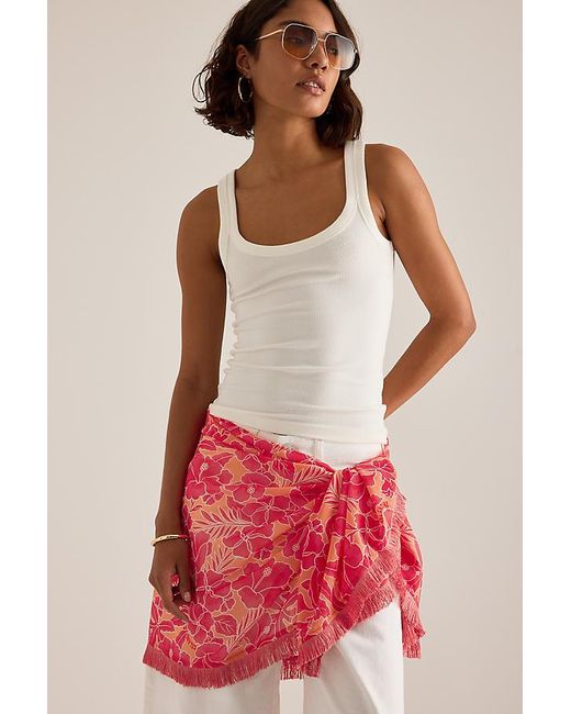 Celandine Red Fringed Pattern Mini Sarong