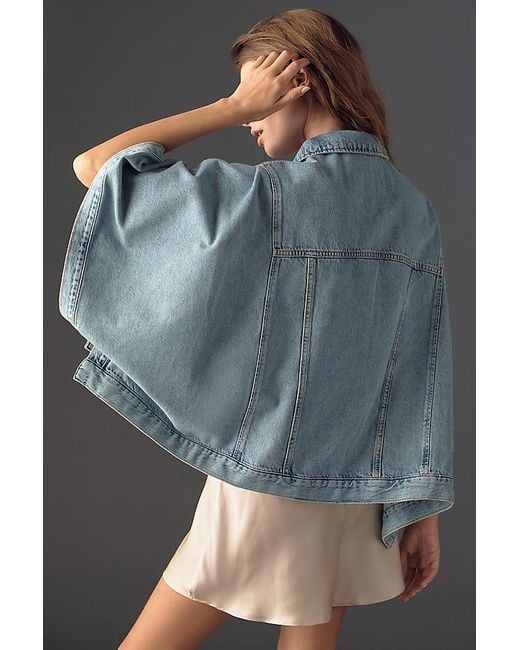 Pilcro Blue Denim Trucker Cape Jacket