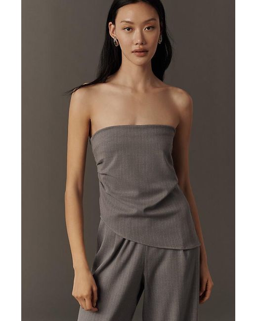 Self Contrast Gray Strapless Jumpsuit