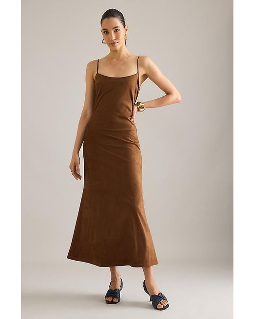 Bardot Brown Nadira Faux-Suede Sleeveless Midi Dress