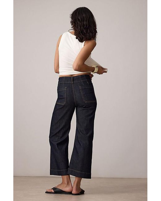 Maeve Blue The Colette Cropped Wide-Leg Jeans By