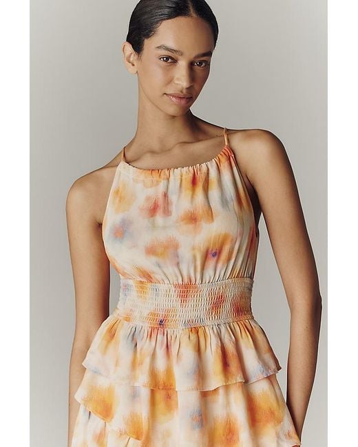 By Anthropologie Multicolor Tiered Ruffle Halter Dress