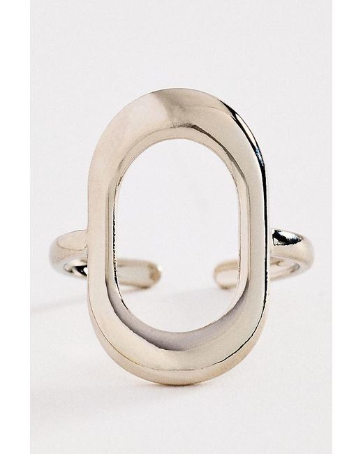 By Anthropologie White Open Oval Adjustable Ring