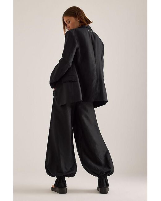 OperaSPORT Black Gia Linen-Blend Balloon Trousers