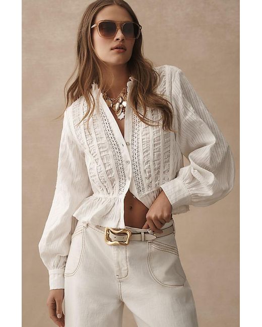 Pilcro Natural Long-Sleeve Delicate Blouse