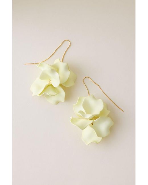 By Anthropologie Yellow Resin Flower Threader Earrings
