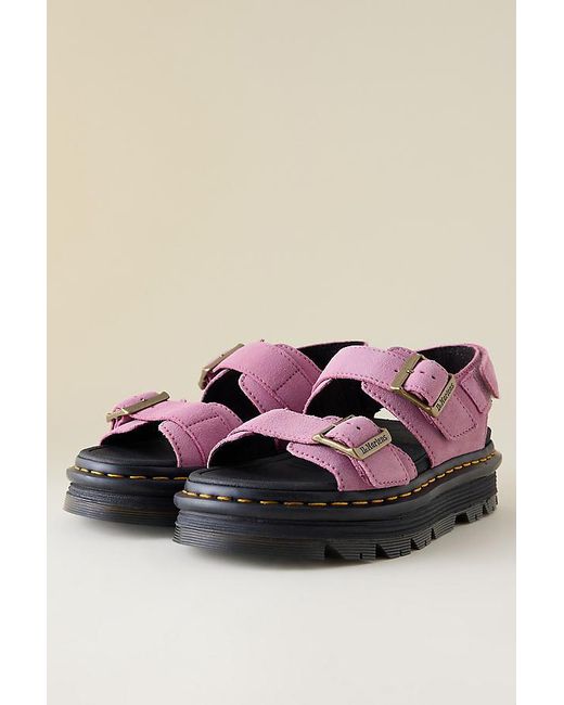 Dr. Martens Pink Zebzag Nubuck Platform Sandals