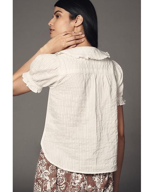 Pilcro White The Keira Collared Button-Front Blouse By