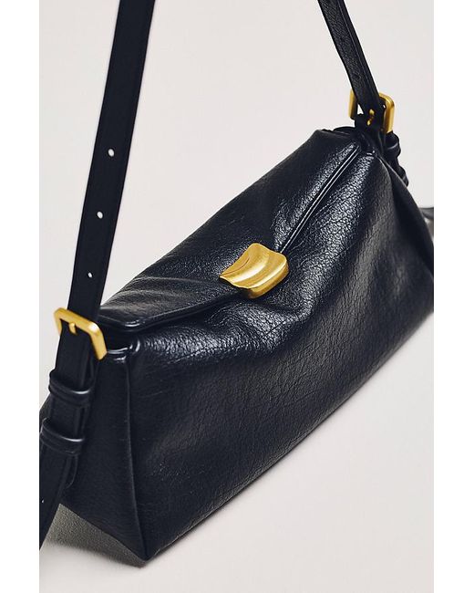 By Anthropologie Blue Slouchy Faux-Leather Shoulder Bag