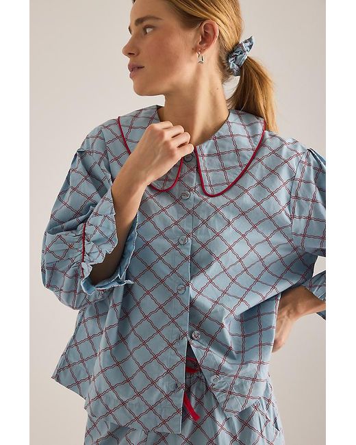 TBCo Blue Lattice Long Pyjama Set