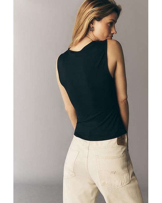 By Anthropologie Black Plunge U-Wire Tank Top