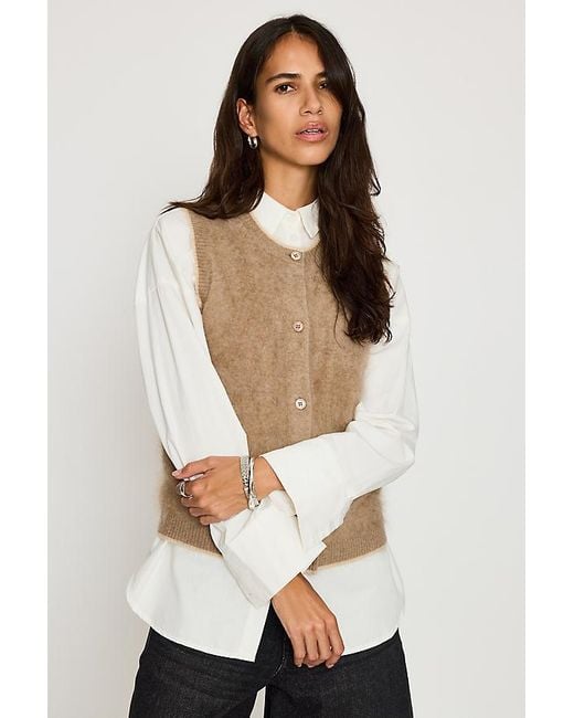 By Anthropologie Natural Brushed Cashmere Sweater Vest