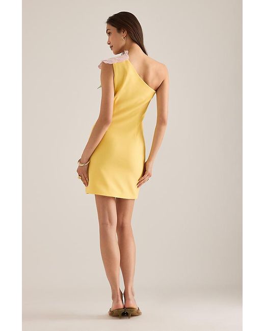 Elliatt Yellow Hope One-Shoulder 3D Flower Mini Dress