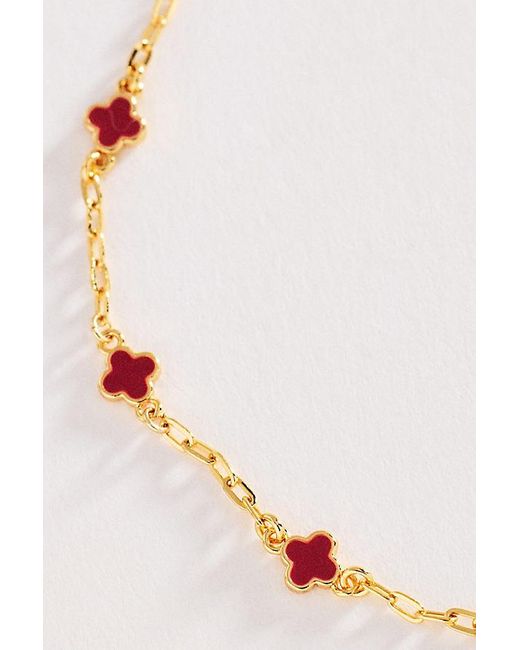 By Anthropologie Natural Clover Chain Wrap Bracelet