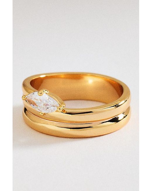 By Anthropologie Metallic Suspended Crystal Ring