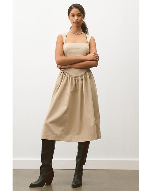 Maeve Natural Sleeveless Drop-Waist Midi Dress