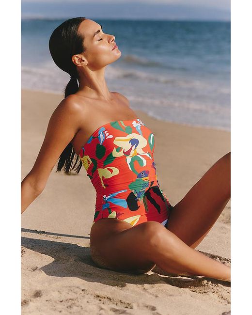 Celandine Red X Claire Colin Ruched One-Piece Swimsuit