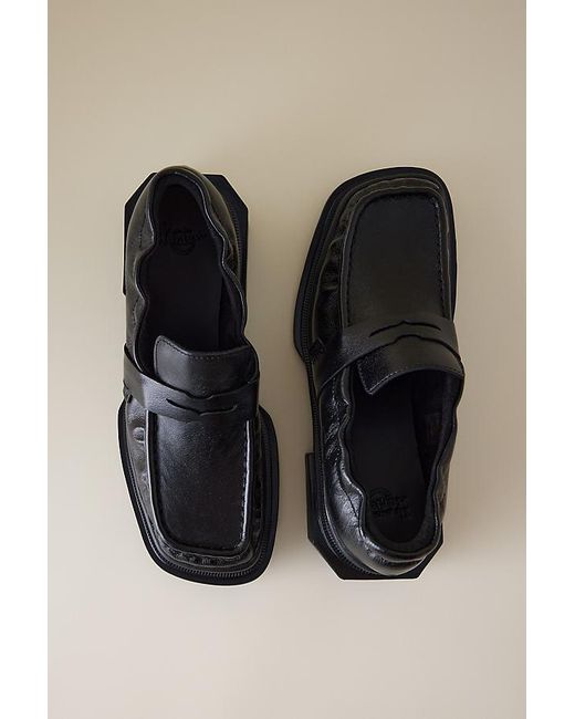 Dr. Martens Black Maybole Ruched Leather Loafers
