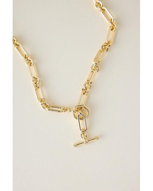 Anthropologie Metallic Chunky Chain T-Bar Necklace