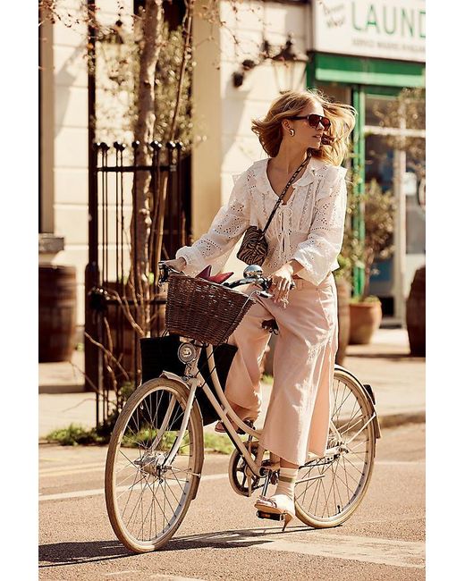 By Anthropologie White Ruffle Embroidered Tie-Front Blouse