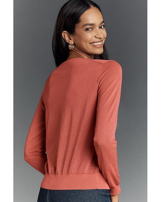 By Anthropologie Pink Fitted Sheer Cardigan