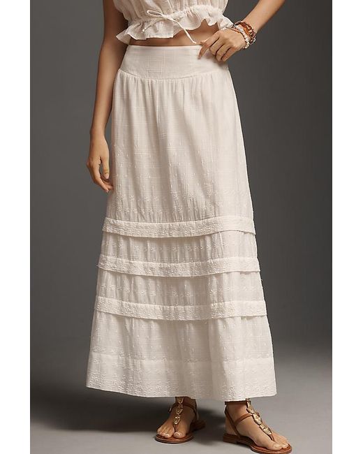 By Anthropologie Black Mixed Lace Maxi Skirt
