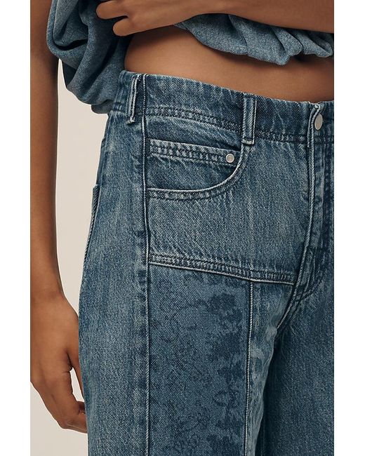 Pilcro Blue The Adi Mid-Rise Frayed Relaxed Flare Jeans By Reworked Edition