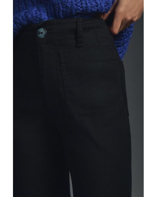 Maeve Blue The Colette Cropped Wide-Leg Trousers By Linen Edition