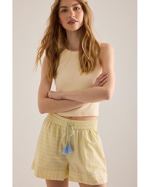 Chelsea Peers Natural Cotton Butter Stripe Shorts