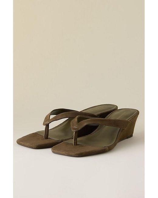 By Anthropologie Natural Wedge Thong Heels