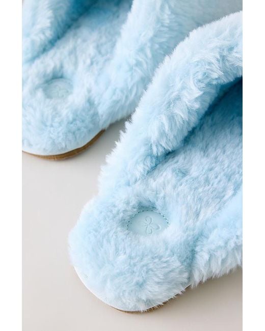 Maeve Blue Faux-Fur Scuff Slippers