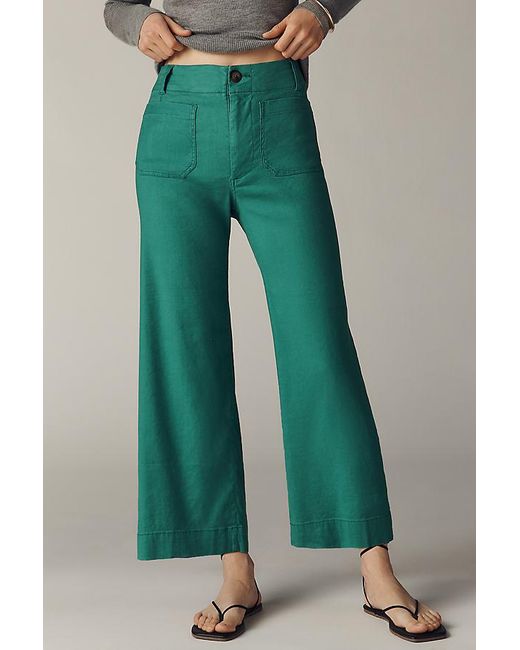 Maeve Multicolor The Colette Cropped Wide-Leg Trousers By Linen Edition