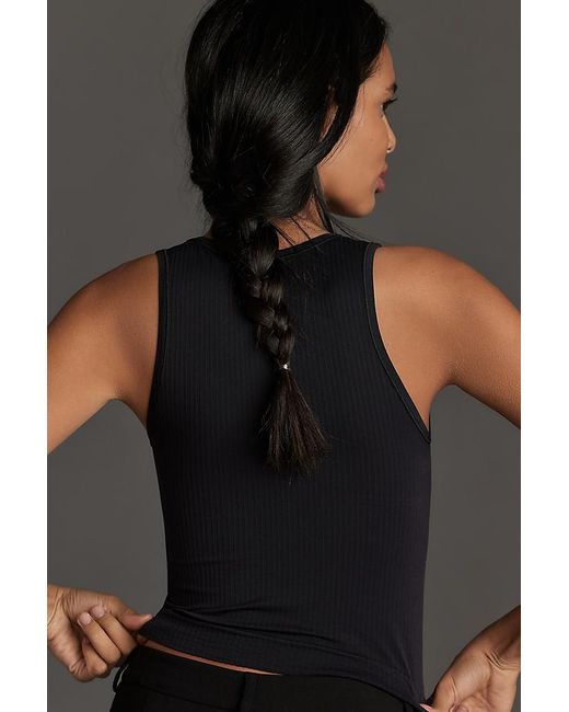 By Anthropologie Black The Reegan Seamless Ribbed Cropped Tank Top