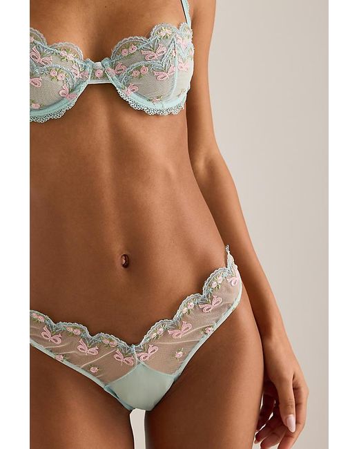 Wild Lovers Brown Mila Embroidered Bow Thong