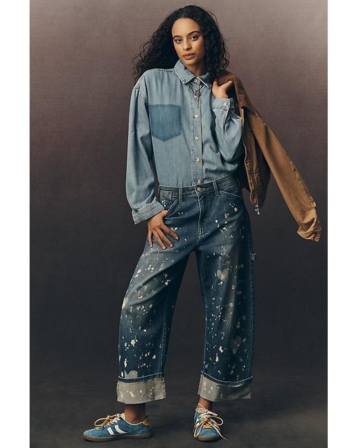 Pilcro Blue The Kayden Heart Barrel Carpenter Jeans By