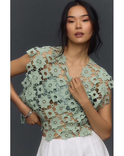 Maeve Green Floral Shell Top