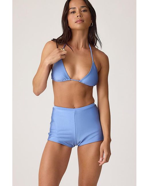 Faithfull The Brand Blue Rocio Boyshort Bikini Bottoms