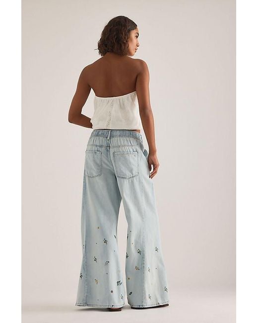 Pilcro Blue The Adi Mid-Rise Ditsy Floral Flare Jeans By