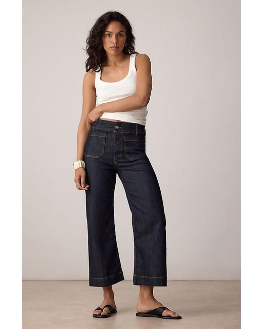 Maeve Blue The Colette Cropped Wide-Leg Jeans By