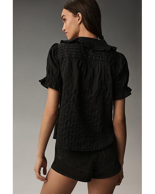 Pilcro Black The Keira Collared Button-Front Blouse By