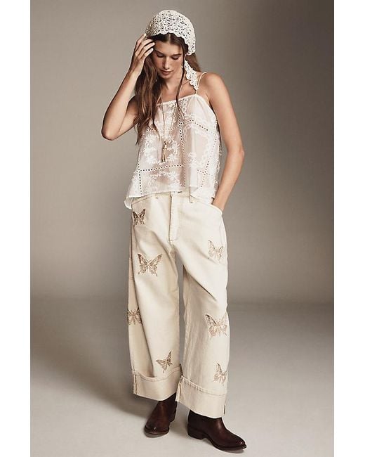 Pilcro Brown The Kayden Butterfly High-Rise Barrel Jeans By