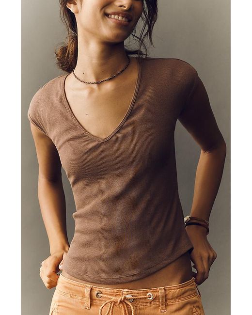 Maeve Brown Betty V-Neck Short-Sleeve T-Shirt By